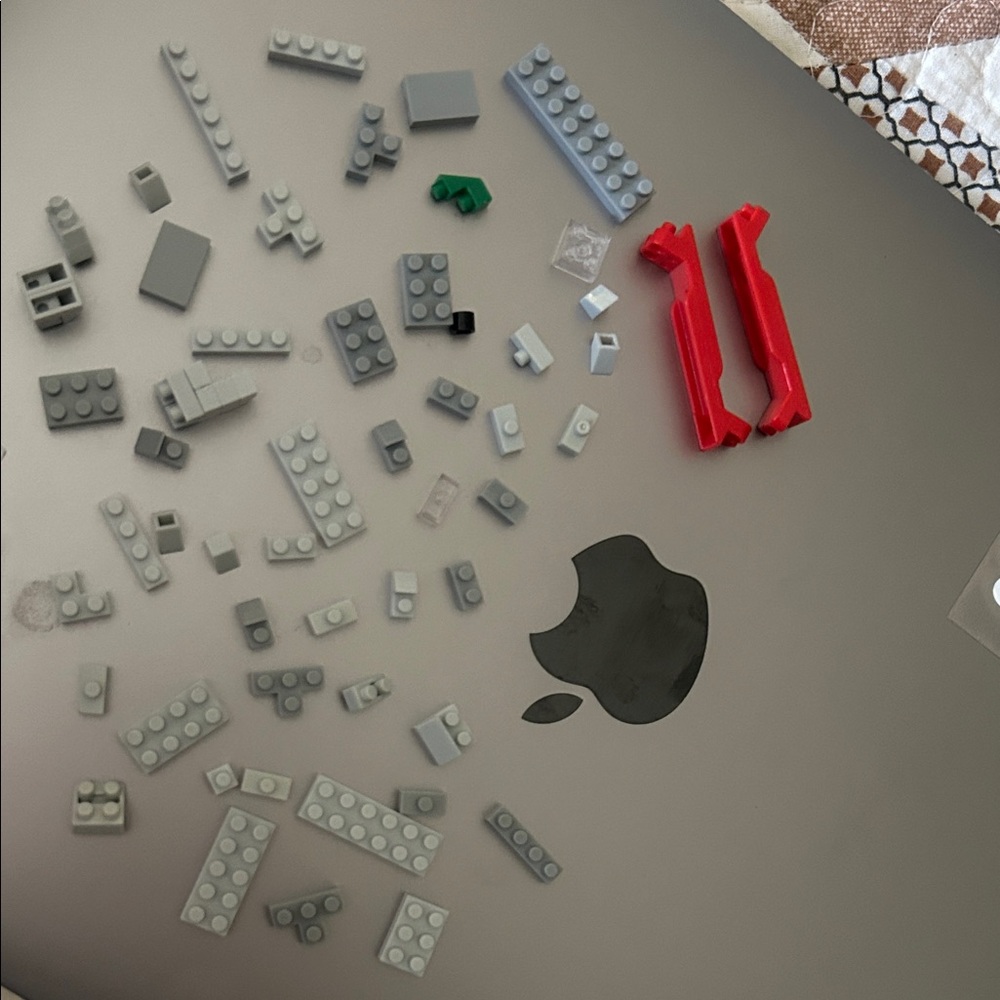 Loose LEGO® Style Bricks Lot - Gray with Red Separators